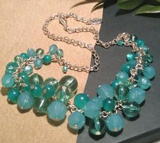 ROBERT ROSE Silver Tone, Acrylic Aqua Tone Be...