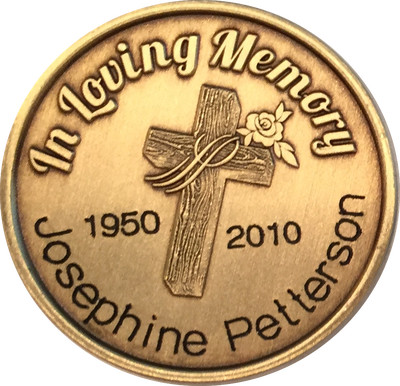 memory cross rose engraved medallion loving bronze personalized memorial gift