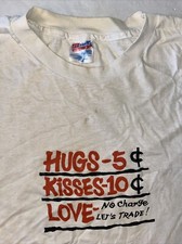 vtg 1980s single stitch SEX shirt XL Hugs Kisses Love Hanes Beefy T MADE IN USA