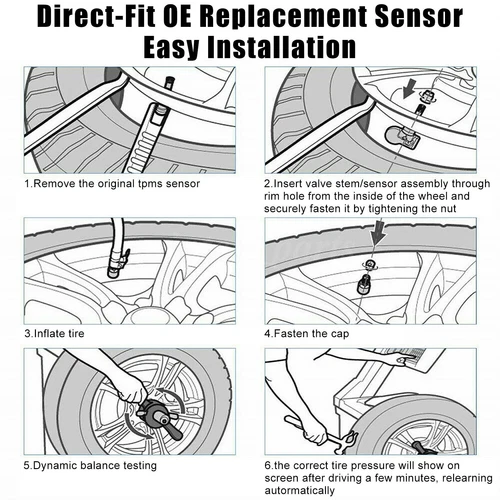 TPMS 315MHz Set of 4 Tire Pressure Monitoring Sensor For Fiat 500C 500E 500L - Picture 10 of 10