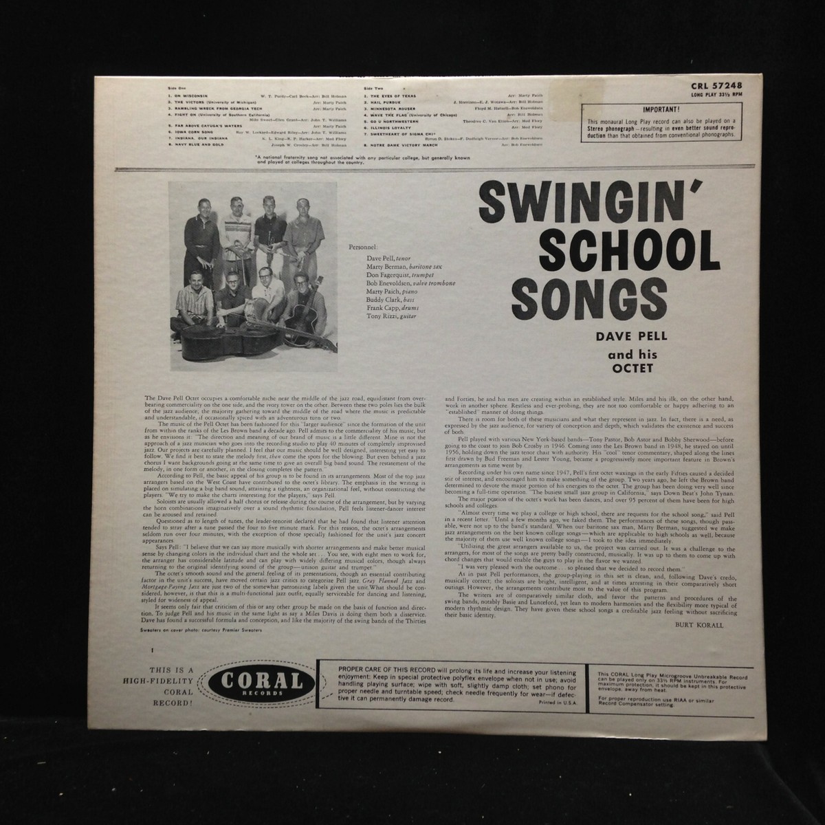 Dave Pell and His Octet-Swingin' School Songs-Coral 57248-MONO