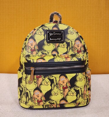 Loungefly Dr. Seuss the Grinch & Max AOP Holiday Mini Backpack NEW