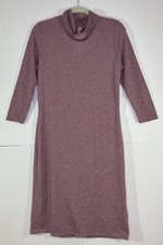 NY Collection Sweater Midi Dress M Turtle Neck Pink Modest 3/4 Sleeve EUC