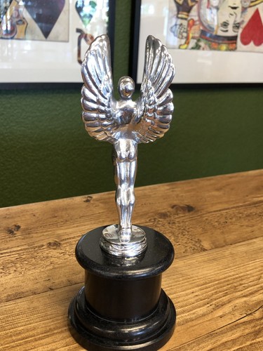 Winged Man Car Mascot Icarus On Marble Base classic car collectable Automobilia - Picture 12 of 12