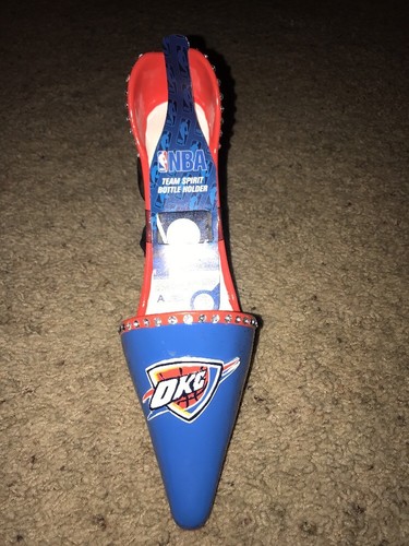 Oklahoma City Thunder High Heel Shoe Bottle Wine Holder Royal Blue NBA Bling
