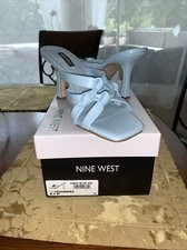 Nine West Yeander3 Heeled Slide Sandal Light Blue Size 8.5 M