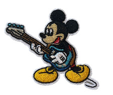 MICKEY MOUSE - PLAYING GUITAR - Embroidered Iron-On/Sew Patch