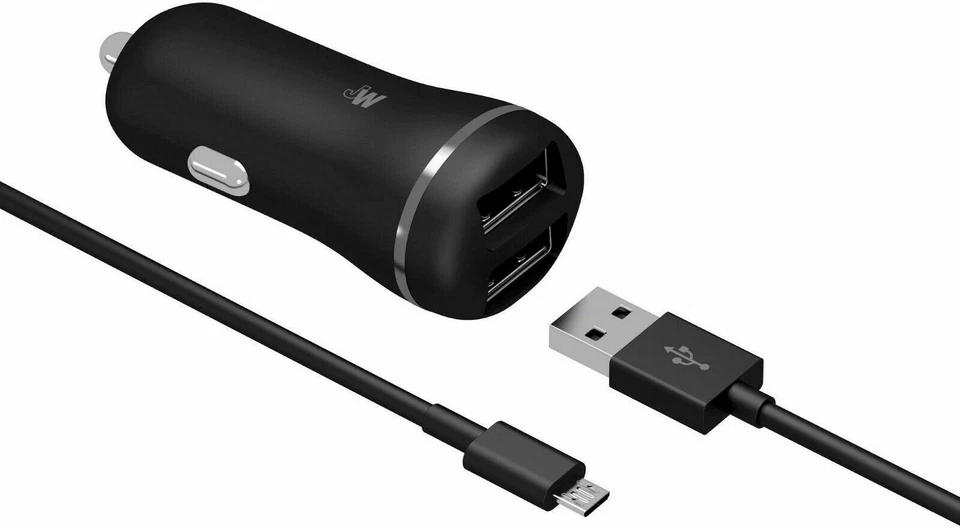 NEW Just Wireless Dual USB Port Car Charger 5 ft for Micro-USB Devices - 13003 - Image 3 of 4