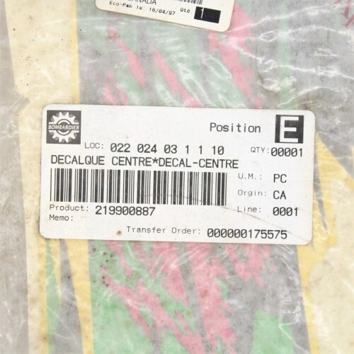 Bombardier Decal Part Number 219900887 eBay