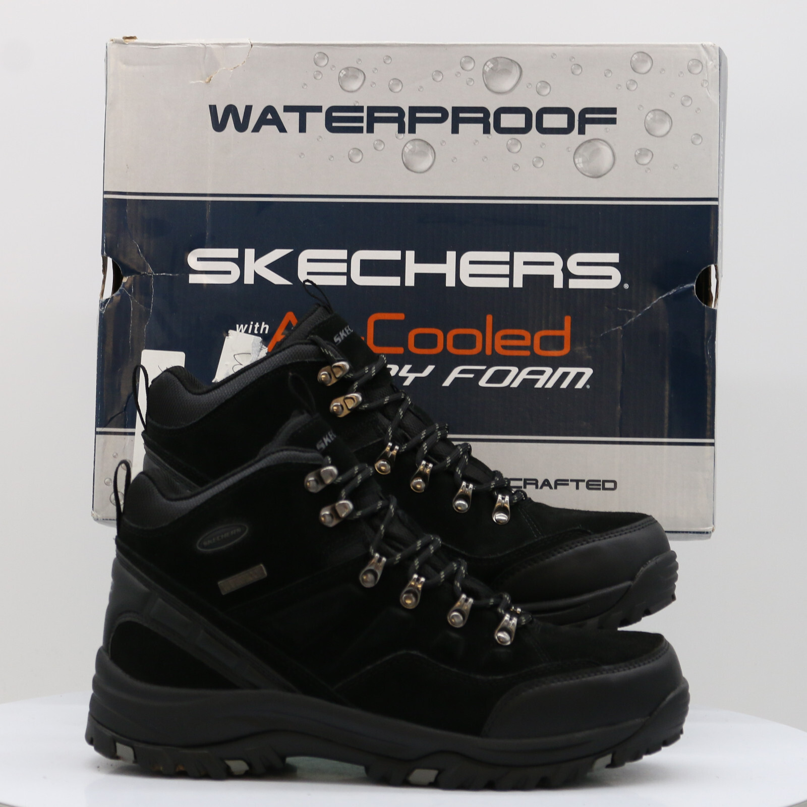 SKECHERS RELMONT PELMO MENS WATERPROOF BOOTS UK 9 EU 43 BLACK RRP £100