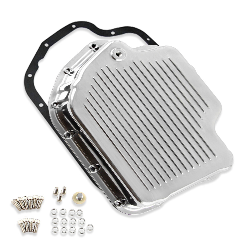 Turbo TH400 Finned Aluminum Transmission Oil Pan Set 2 1/2" Polished w