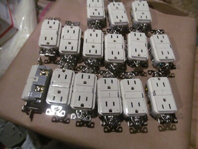 15- EATON WEATHER PROOF TAMPER PROOF DUPLEX RECEPTACLES LIGHT ALMOND SPEC GRADE