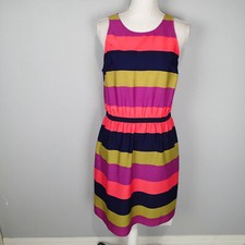 Ann Taylor LOFT Size m Multicolor Striped Elastic Waist Dress Sleeveless pink bl