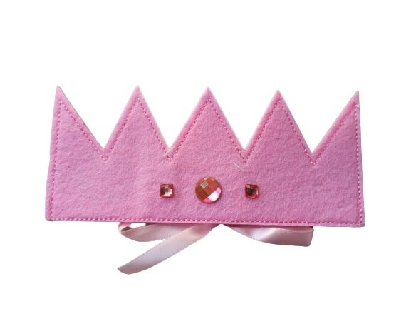 NEW Pink Child Size Tiara Crown Jewel Tie Felt Queen King Fancy Dress Book Day