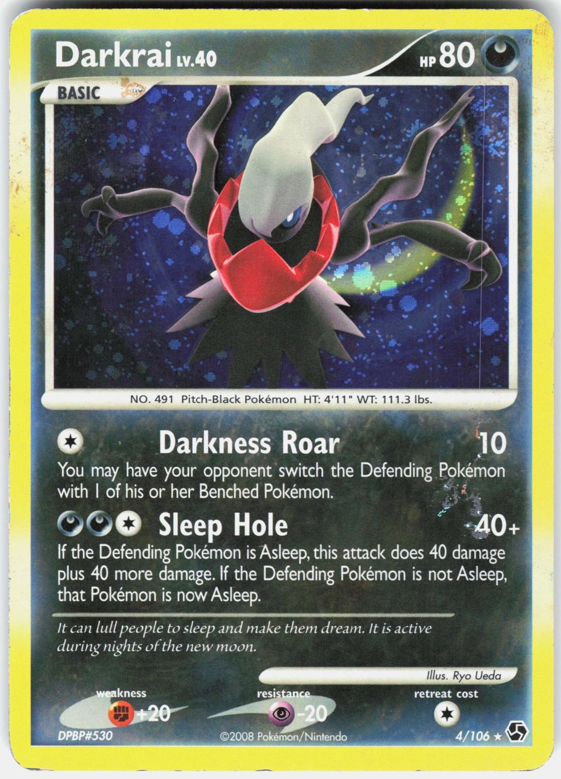 Pokemon Darkrai 4/106 Holo Rare Great Encounters Pokemon Moderately Played