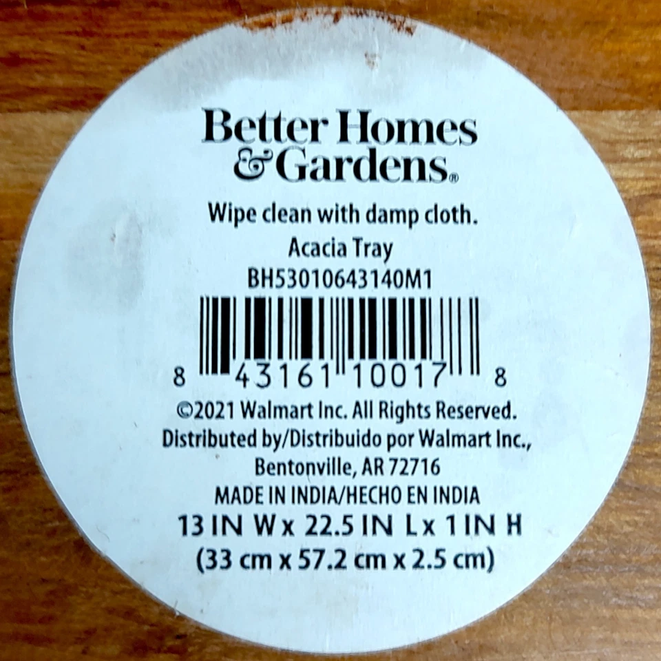 Bandeja rectangular de madera de acacia Better Homes & Gardens original 2021 13"x 22,5"x 1" Foto 2 de 4