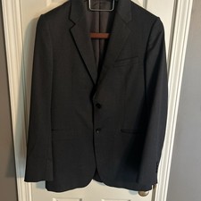 Men's Theory Classic Charcoal Grey Two-Button Blazer 100 Wool 40 Long