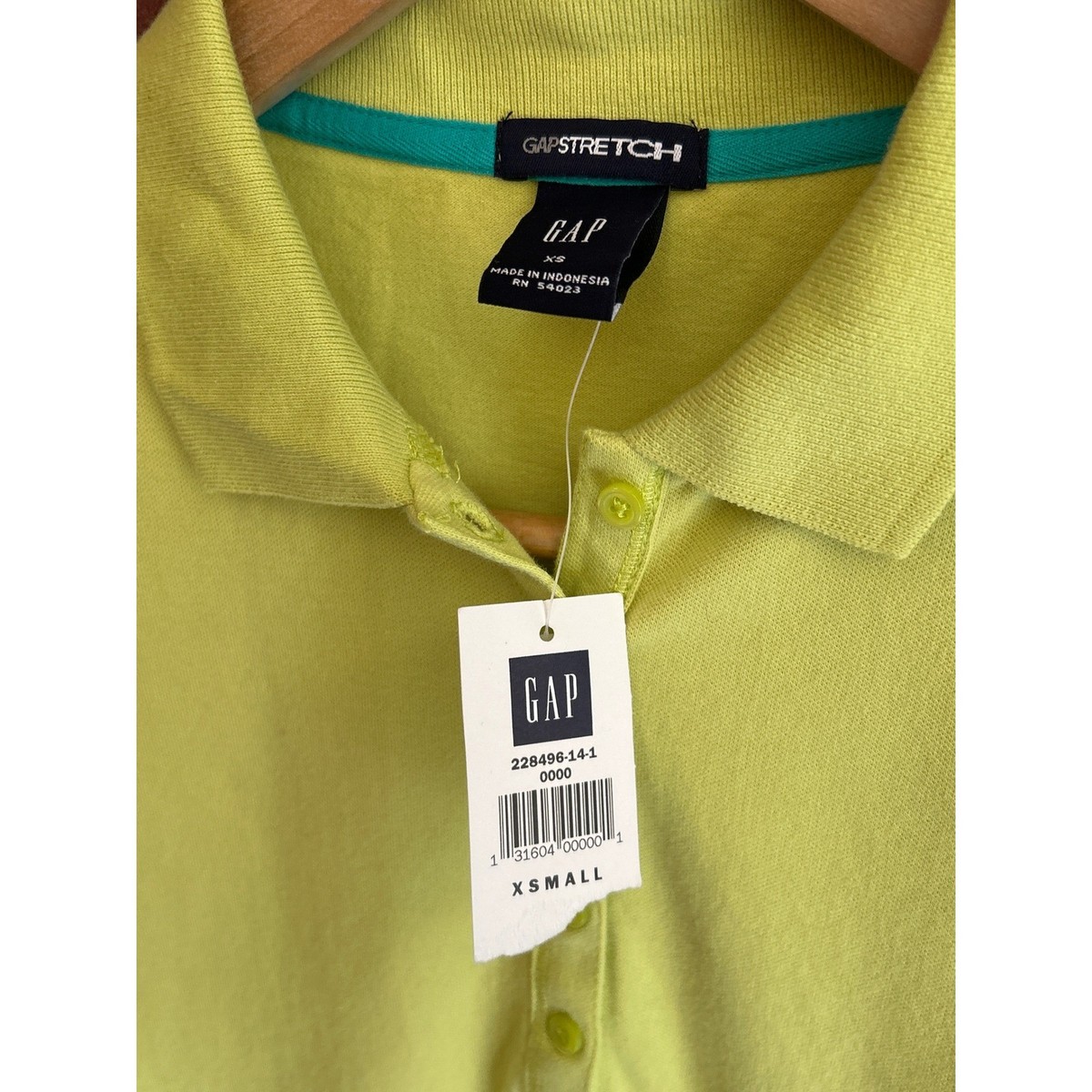 Vintage 2002 Deadstock Gap Baby Tee Polo Shirt Lime Green Y2K