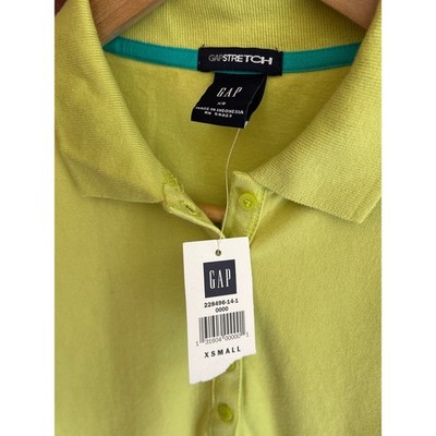 Vintage 2002 Deadstock Gap Baby Tee Polo Shirt Lime Green Y2K