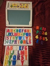 Vintage Fisher Price School Days Portable Play Desk Numbers Letters