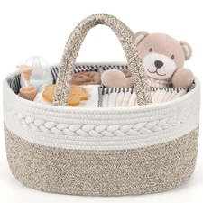 Maliton Extra Large Baby Diaper Caddy Organizer Cotton Rope Nursery Basket Po...
