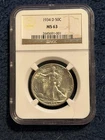 1934 D WALKING LIBERTY HALF DOLLAR NGC MS 63  SOFT WHITE LUSTER