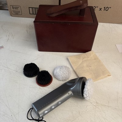 Unbranded 6 Piece Set Automatic Handheld Shoe Polisher w/ Wood Shine Box