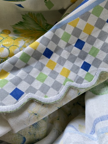Vintage italienische extra große Baumwolle Obst Design ovale Tischdecke 92,5" x 59,8" - Bild 7 von 8