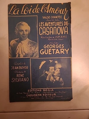 FILM LES AVENTURES DE CASANOVA PARTITION LOI DE L'AMOUR GUÉTARY & GARY MICHELINE - Photo 1/2