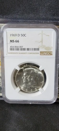 1969-D Kennedy Half Dollar Graded MS66 By NGC