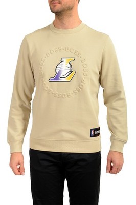 Hugo Boss X NBA Men's ''Windmill_3'' Beige Logo Crewneck Sweatshirt US S IT 48
