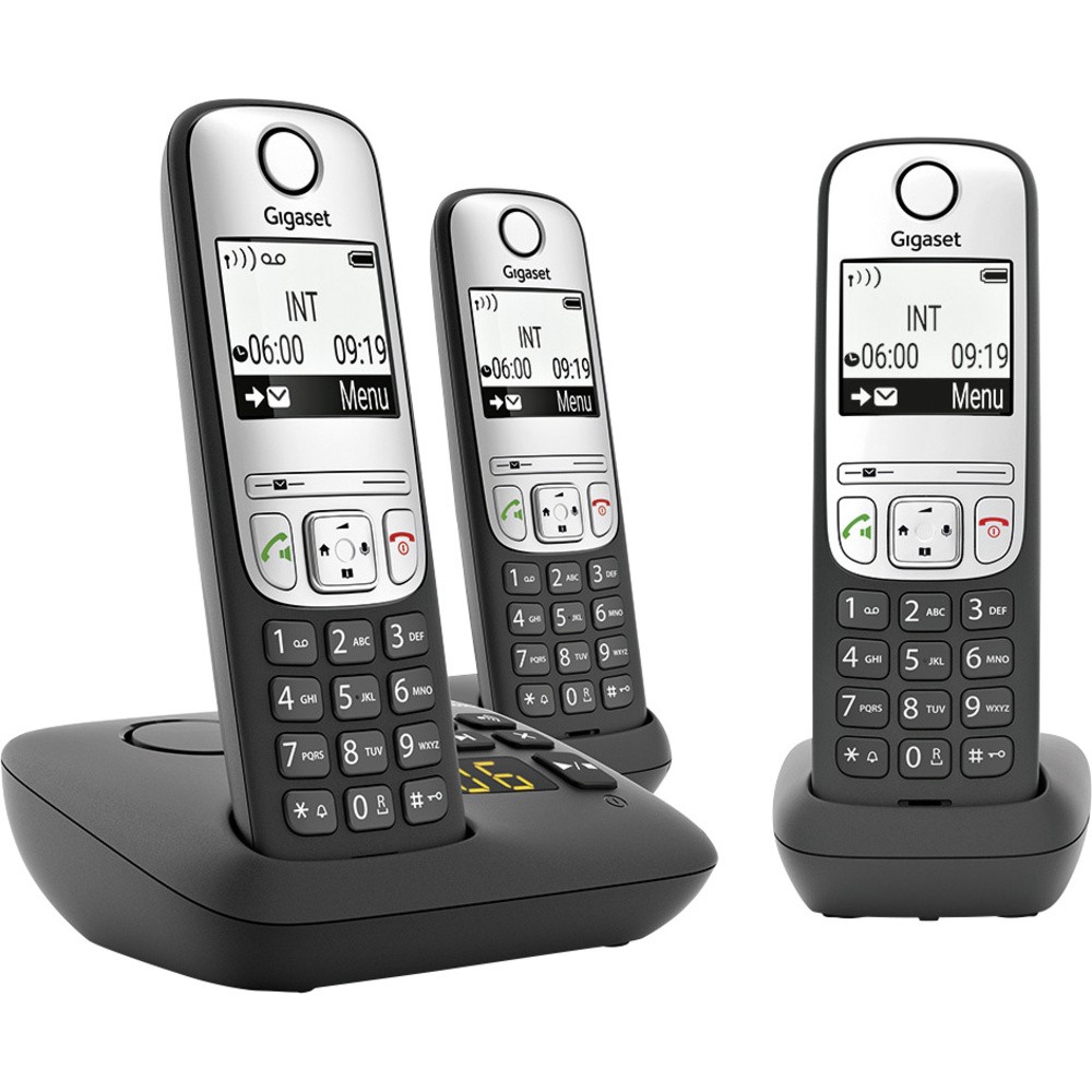 Gigaset A690A Trio DECT/GAP Schnurloses Telefon analog Anrufbeantworter Schwarz