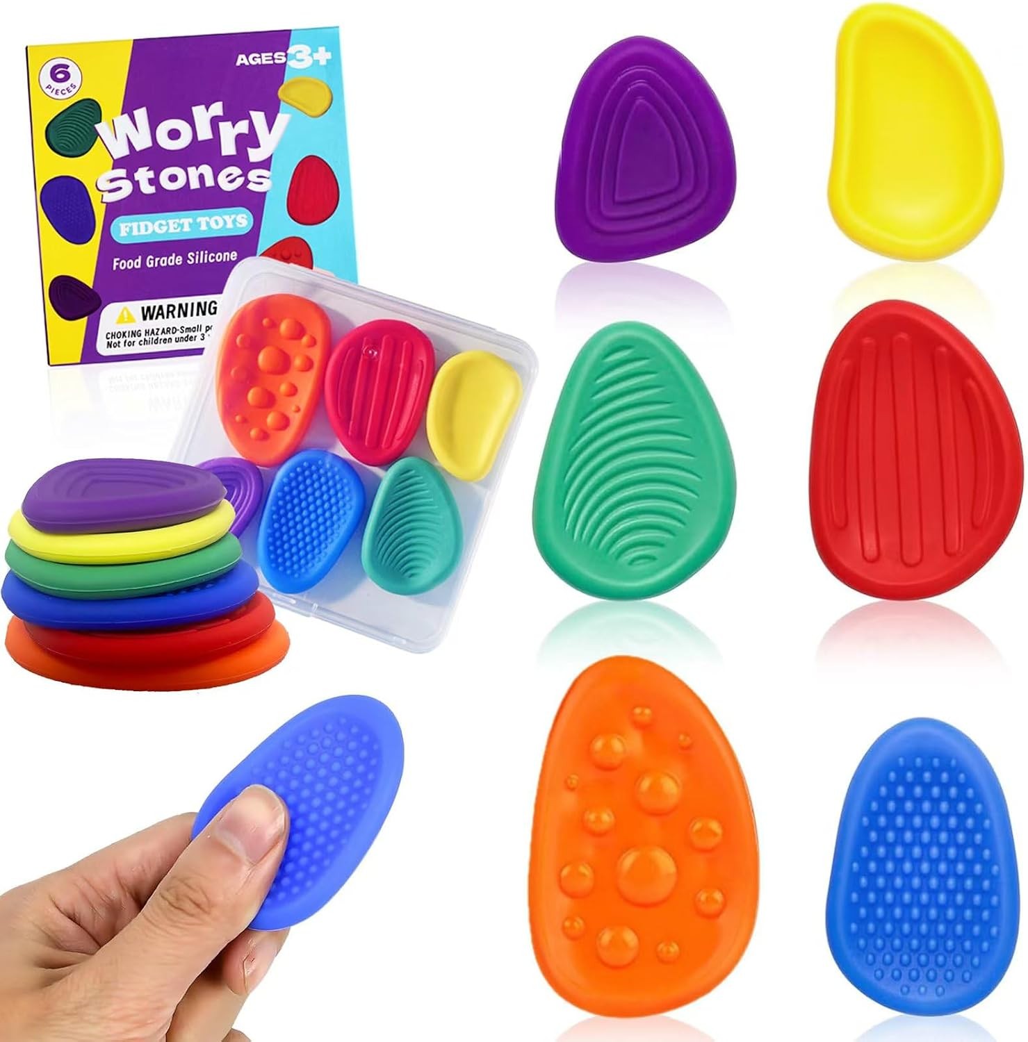 Fidget Toys Sensorik Steine 6 Stück Stressabbau Spielzeug für ADHS Autismus