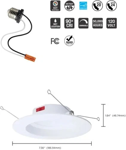 Satco S12604 - 10 Watt 5-6" LED Downlight Retrofit CCT Select (1, 2, 6 or 12 PK) - Picture 6 of 10