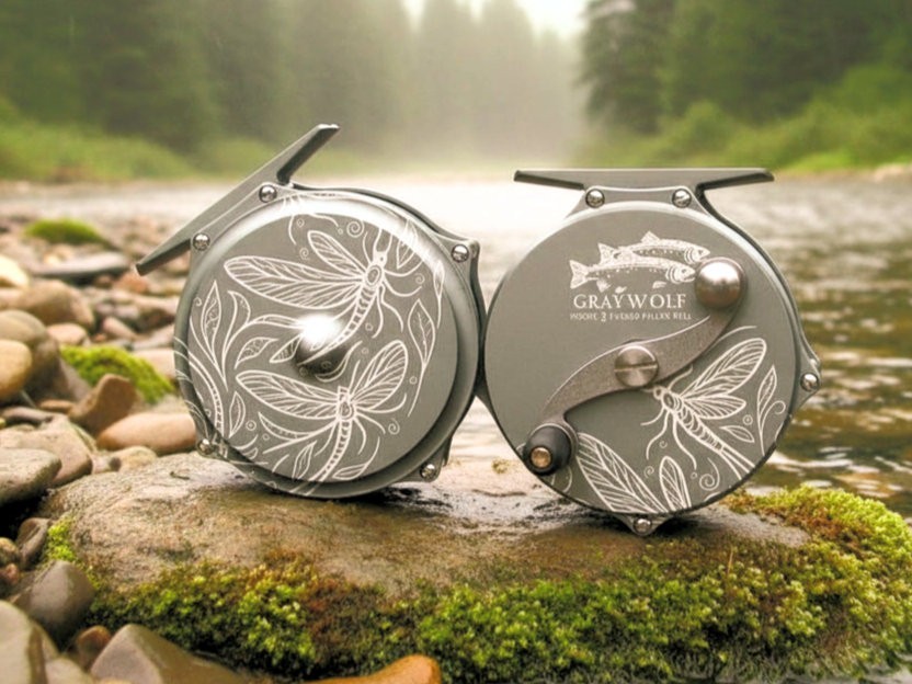 Limited Edition Model 2 Fly Reel Mayfly Etched Gunmetal 3" Clicker Reel 5/7wt