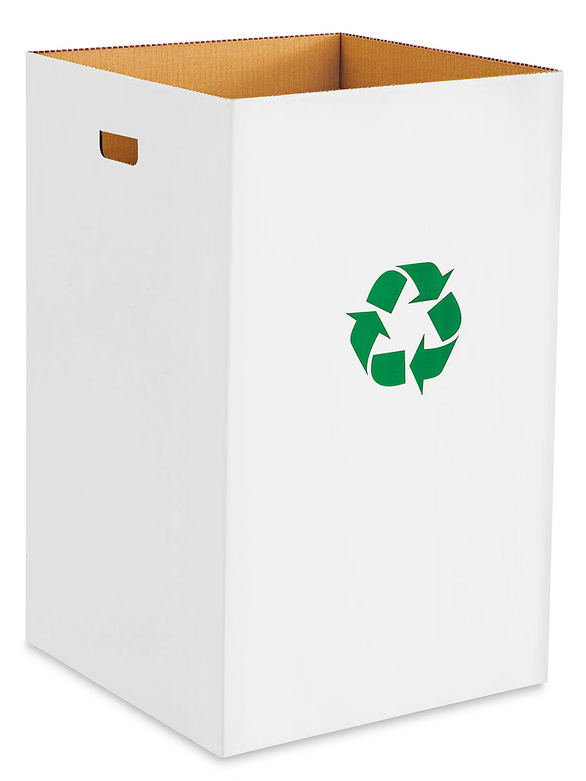 Withe Trush Pack of 10 Corrugated Trash Can With Recycle Logo - 40 Gallon, White | eBay