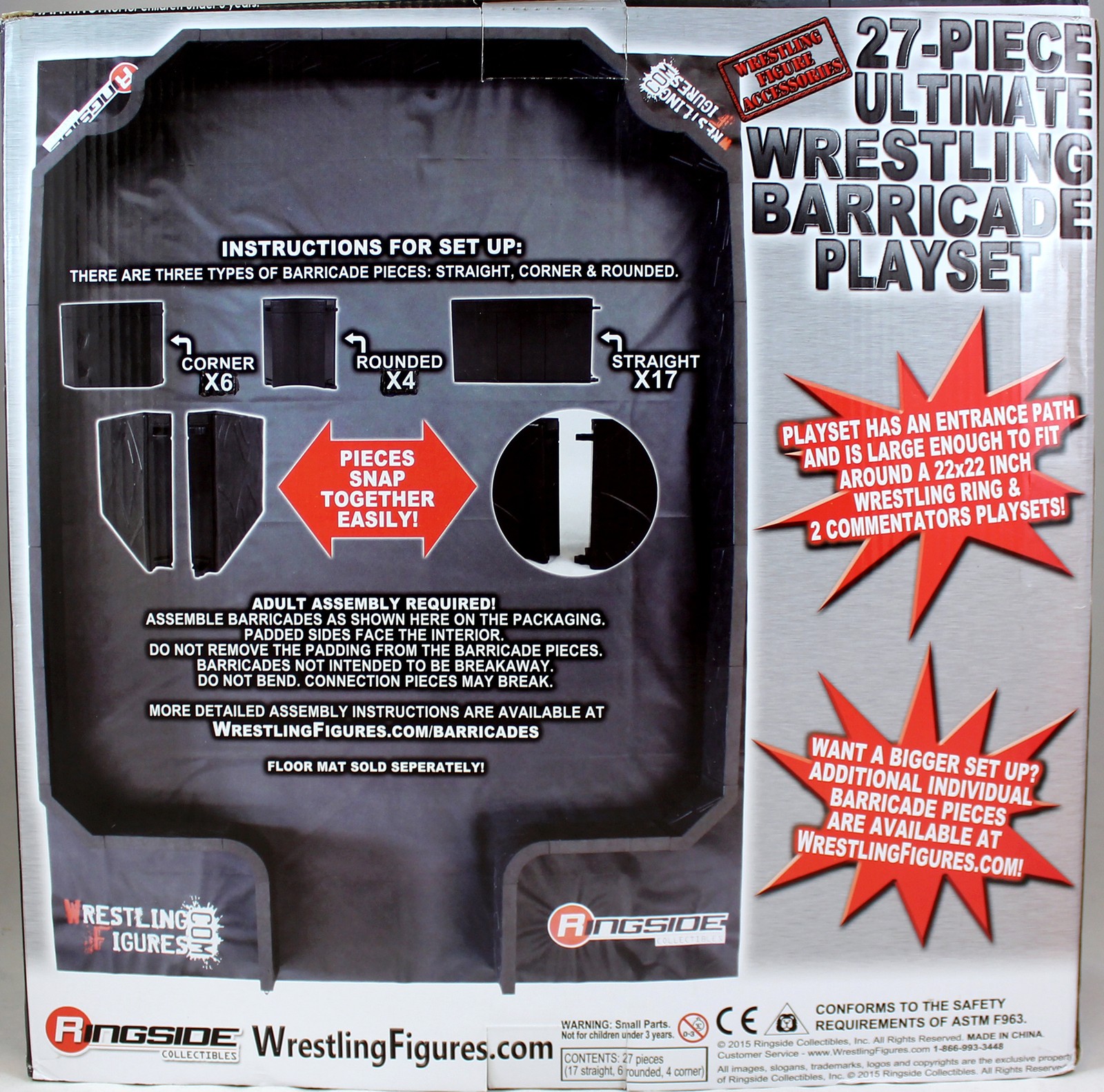 27-Piece Ultimate Wrestling Barricade Playset -   Wrestling Figure Accessories