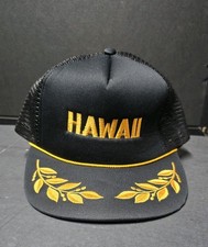 VINTAGE SNAPBACK MESH TRUCKERS HAT HAWAII BLACK  YELLOW