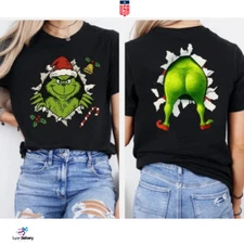 Funny Grinch Christmas Front-Back Shirt, Santa Grinch TShirt - Multicolor S-5XL