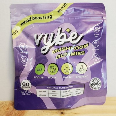 Vybe 8-in-1 Daily Mushroom Gummies Adaptogen Calm Energy Focus BB 11/2026 Sealed