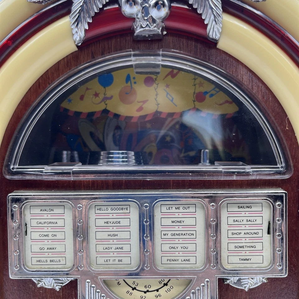 AM/FM Radio Jukebox Lighted Wooden Cabinet - Vintage 90's Nostalgia Collection - Image 3 of 4