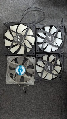 Lot of 4 PC Cooling Fans Computer Case Fan 3-120mm 1-140mm NZXT And Antec