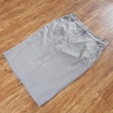 M&S UK 14 Natural Mix Houndstooth Straight Lined Midi Skirt Good Condition