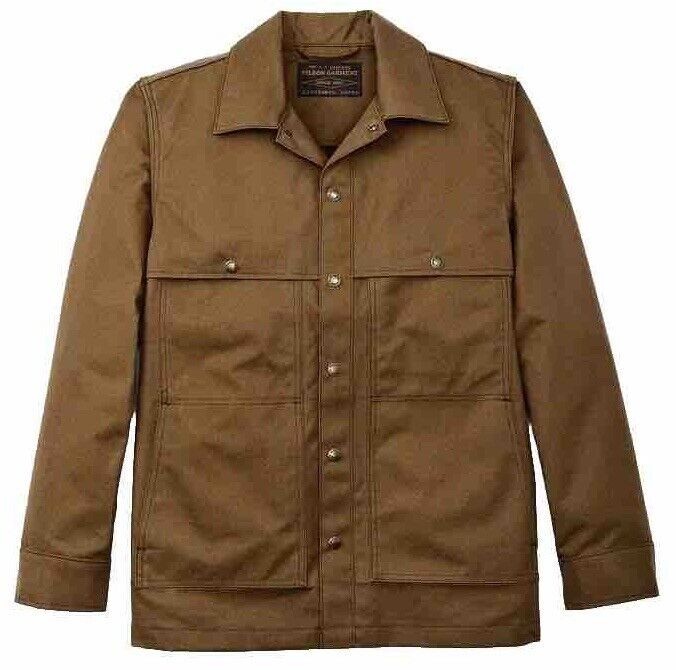 Filson Dry Tin Jac Shirt XS Made in USA Sepia Tan Canvas Cape