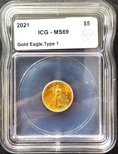 2021-P 1/10th Oz MS69 .999 GOLD AMERICAN EAGLE TYPE 1 ICG