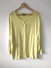 Debenhams Womens Cardigan Size 20 Yellow Casual Long Sleeve Knit Vneck Buttons