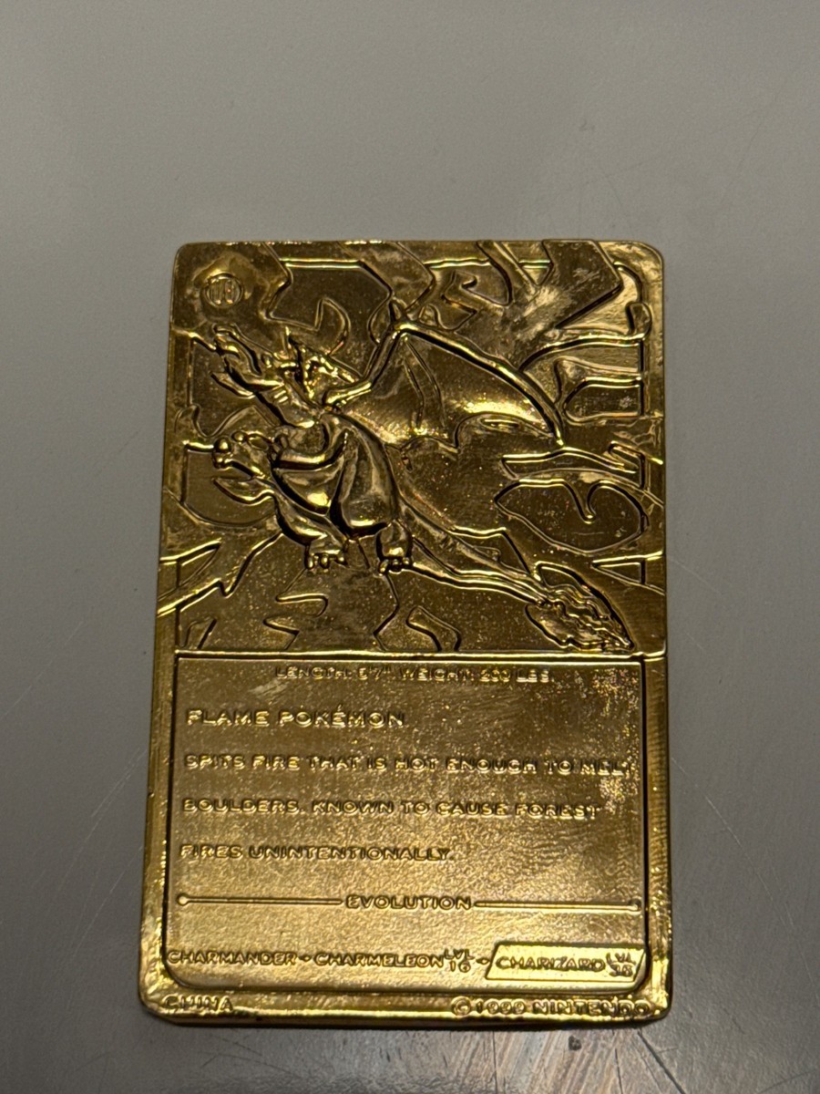 Charizard Pokemon 23K Gold Plated Trading Card Burger King 1999