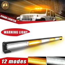 35" Traffic Advisor Emergency Hazard Warning LED Strobe Light Bar Amber White