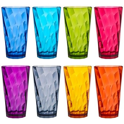 Optix Plastic Reusable Drinking Glasses (Set of 8) 20oz Water Cups in Jewel T...