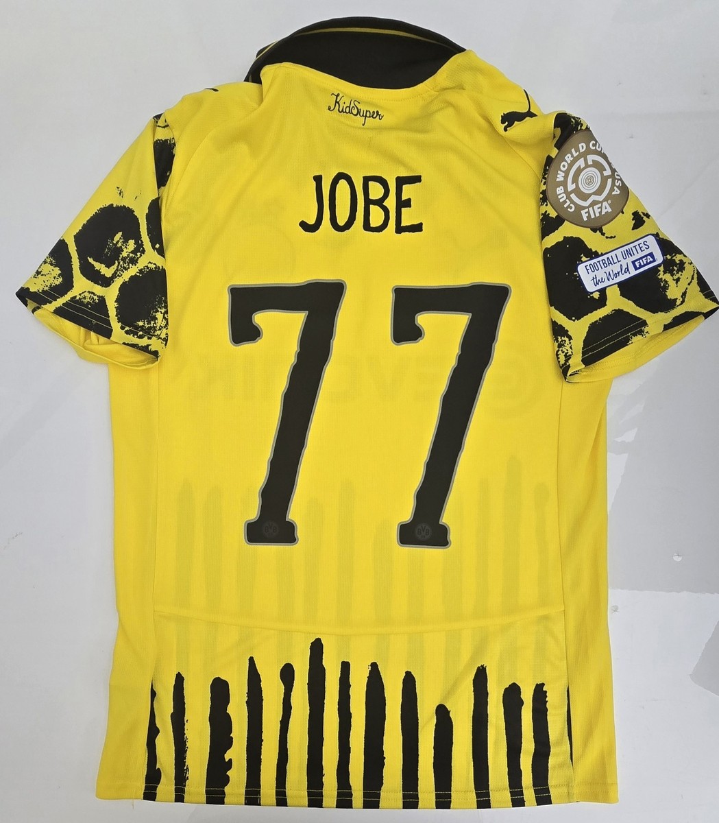 ジュニア サッカーユニフォーム 77 86 2025/26 PUMA x KIDSUPER Borussia Dortmund #77 JOBE Home Soccer